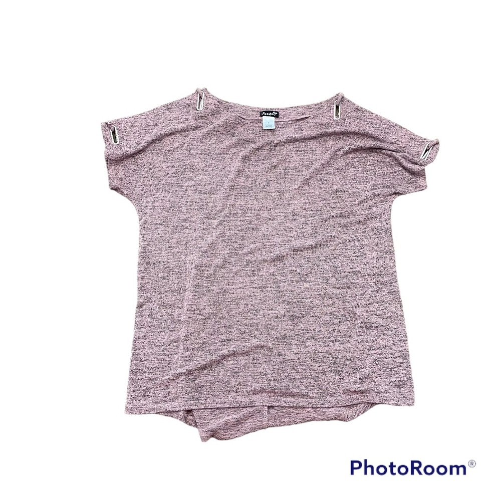 Fig & Blu Mauve Marled Top with Grommet Shoulder